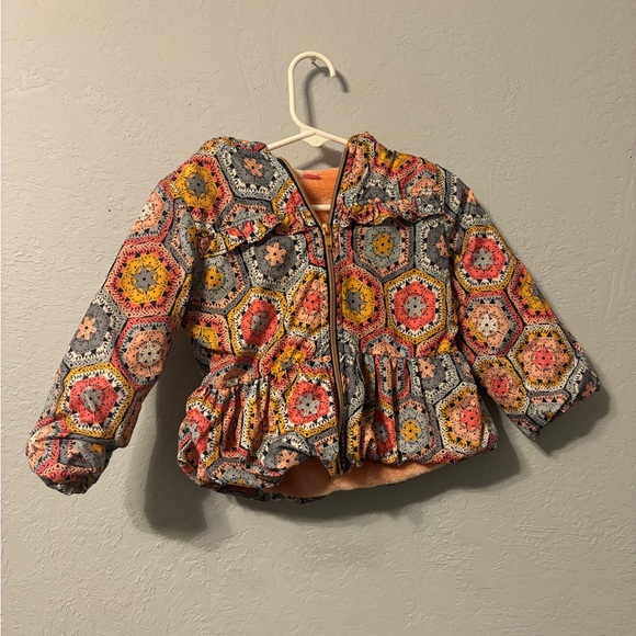 Pink blue and yellow quilted pattern puffer jacket, 24 months - Picture 10 of 10